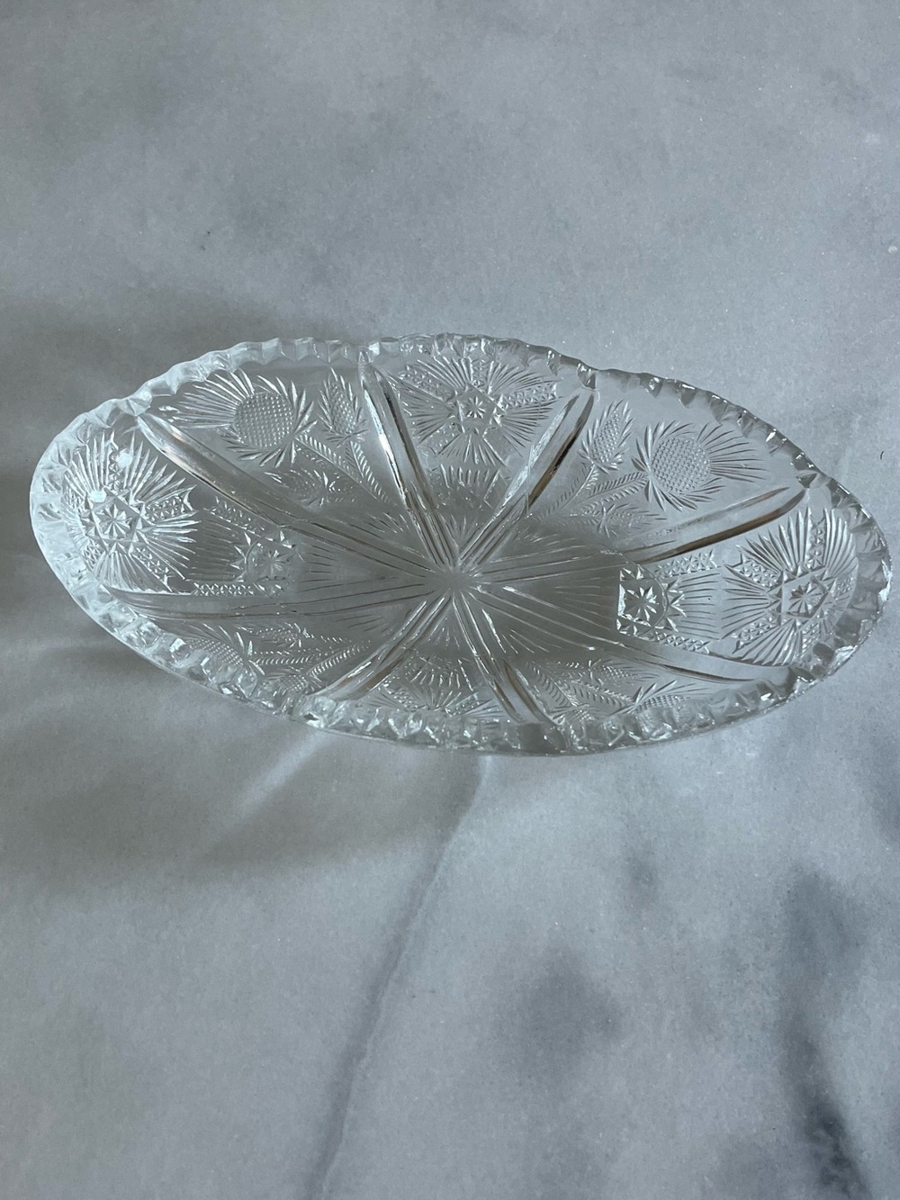 Antique Eapg Pattern Glass Canadian Thistle, Delta 8 Inch Oval Relish